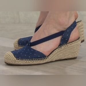Clarks Polka Dot & Jute Espadrille Wedges